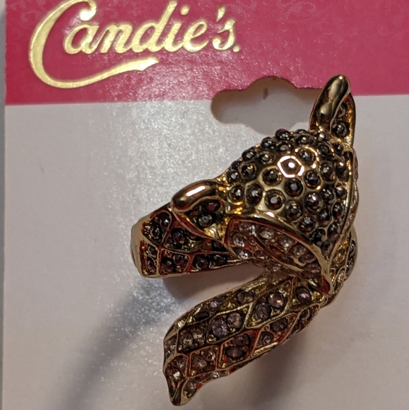 New Sparkling Black Gold & Light pink FOX Stretch Ring - Picture 8 of 15